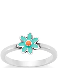 James Avery Enamel Orange Floral Band Ring