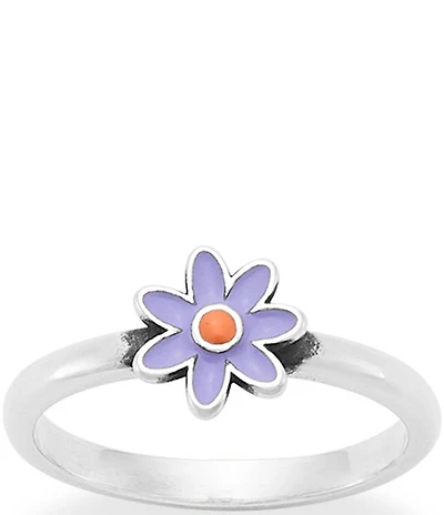 James Avery Enamel Orange Floral Band Ring