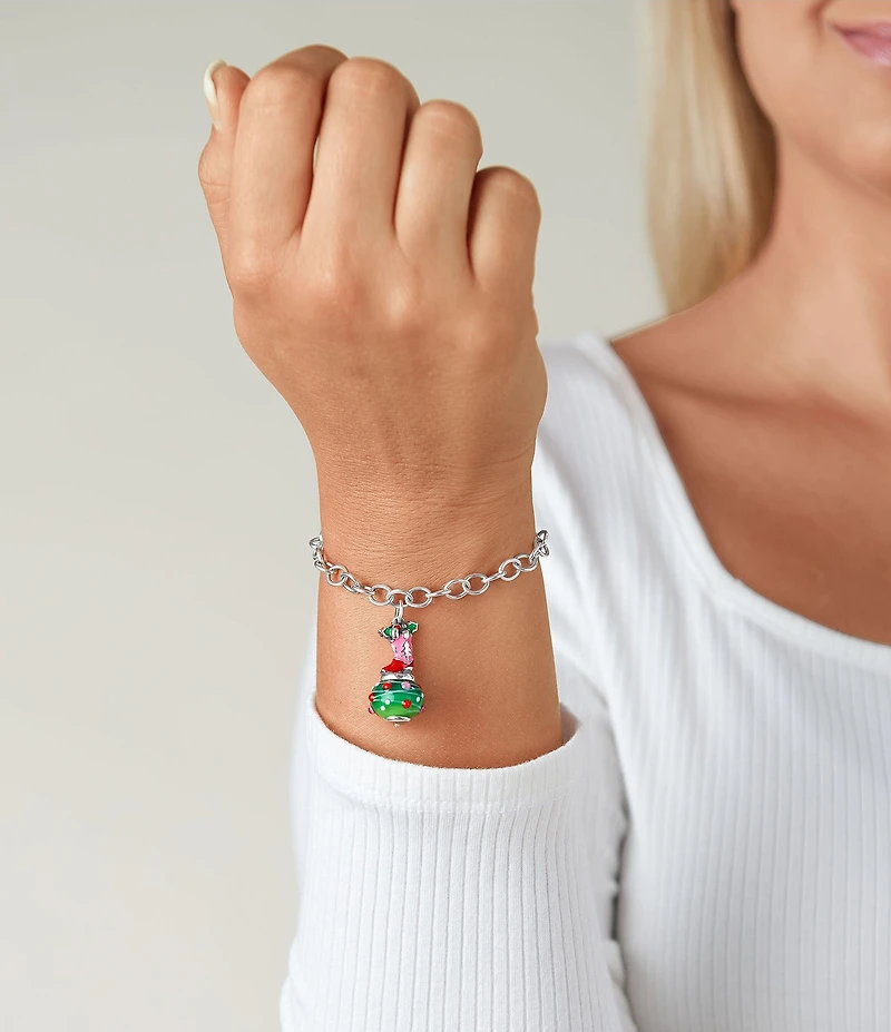 James Avery Enamel Christmas Cowboy Boot Art Glass Charm