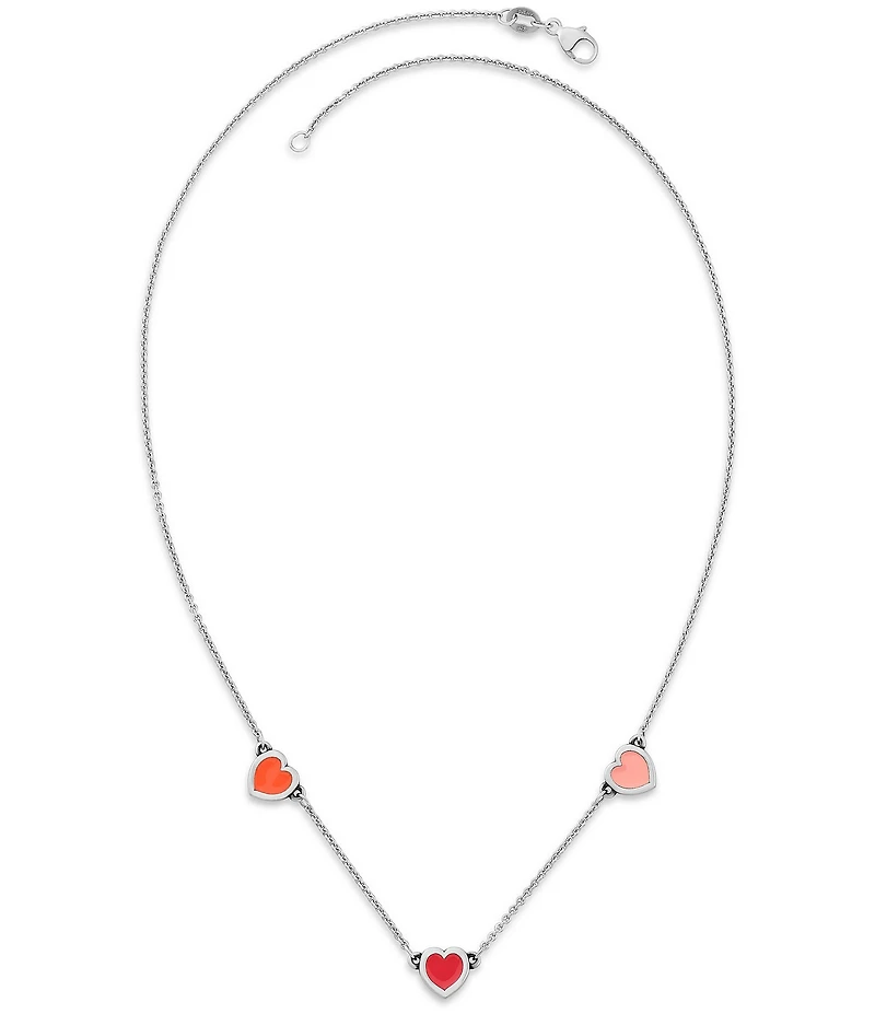 James Avery Enamel Connected Hearts Collar Short Pendant Necklace