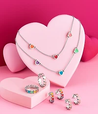 James Avery Enamel Connected Hearts Collar Short Pendant Necklace