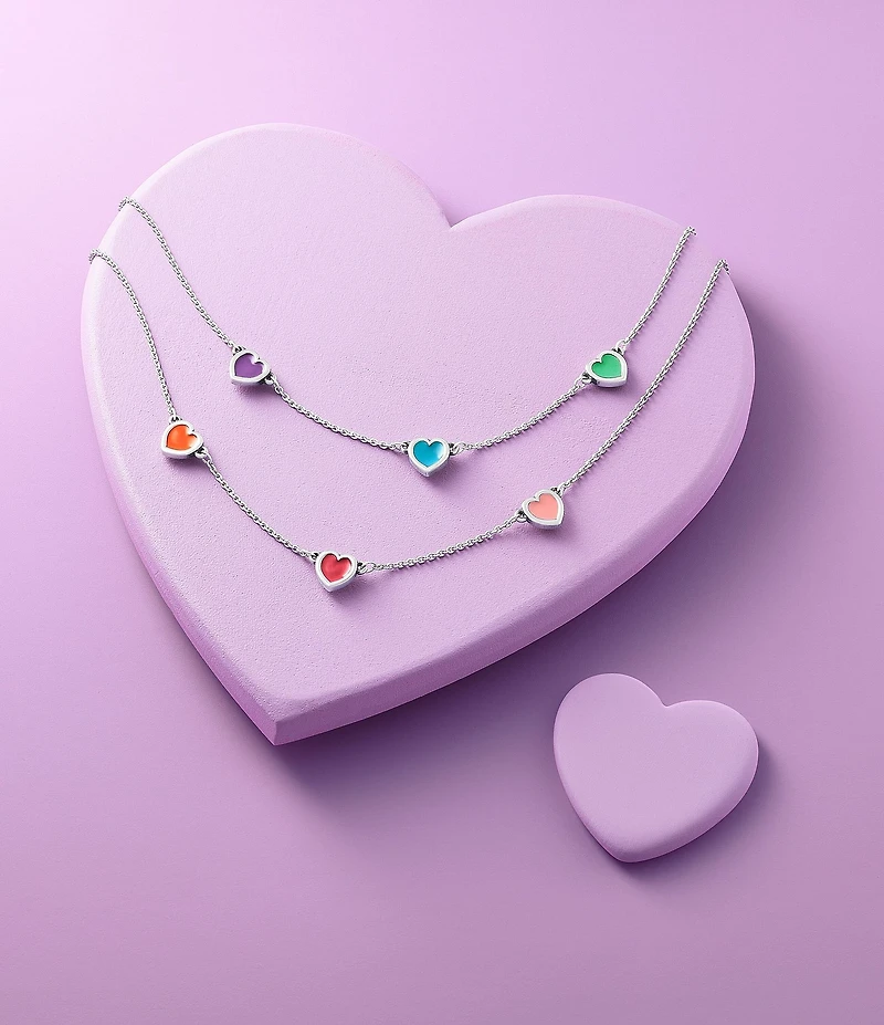 James Avery Enamel Connected Hearts Collar Short Pendant Necklace