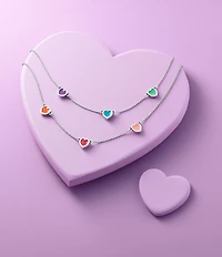 James Avery Enamel Connected Hearts Collar Short Pendant Necklace