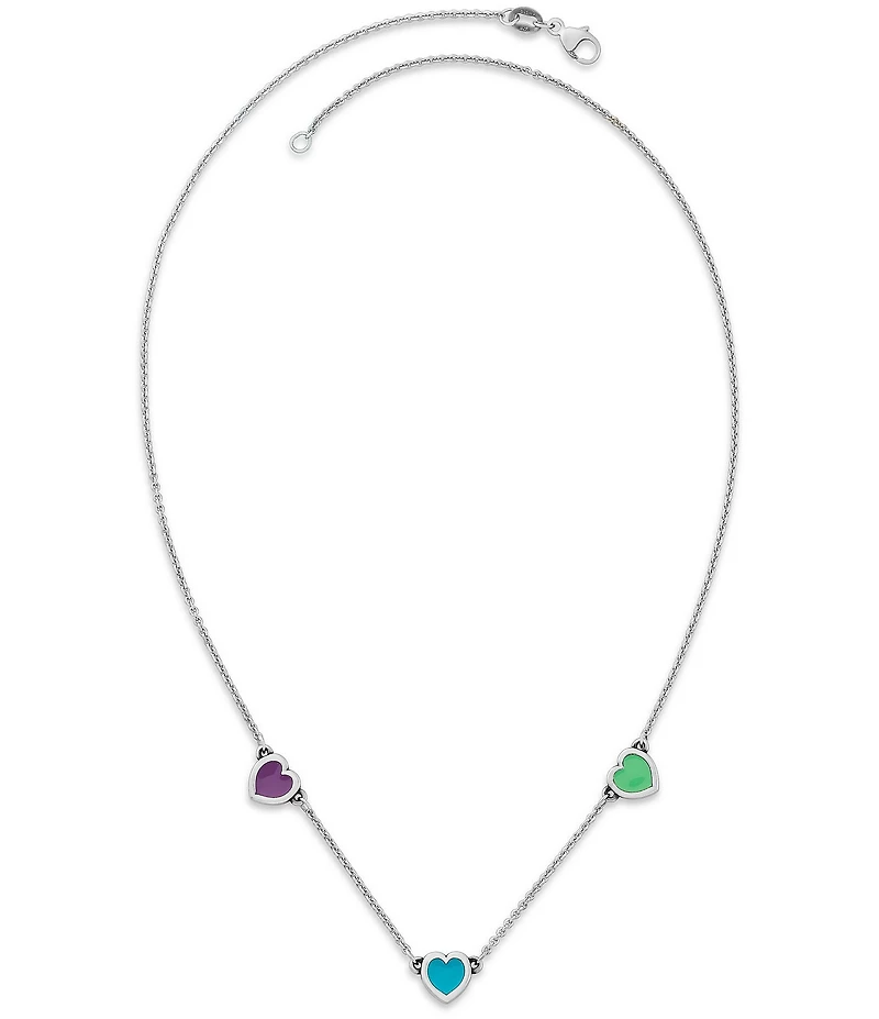 James Avery Enamel Connected Hearts Collar Short Pendant Necklace