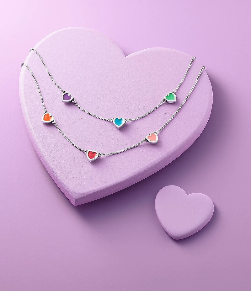 James Avery Enamel Connected Hearts Collar Short Pendant Necklace