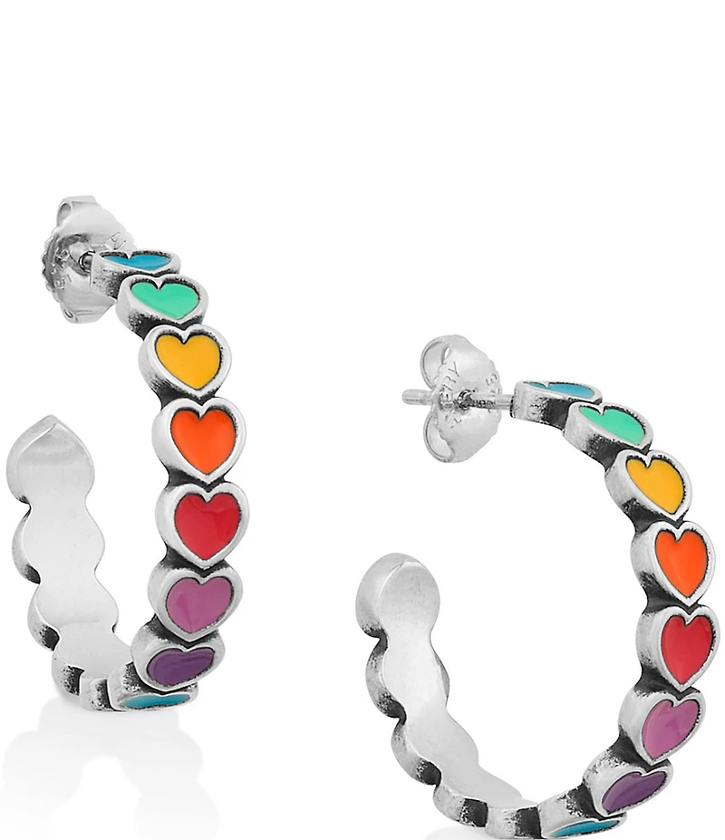 James Avery Enamel Connected Hearts Hoop Earrings