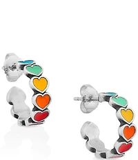 James Avery Enamel Connected Hearts Hoop Earrings
