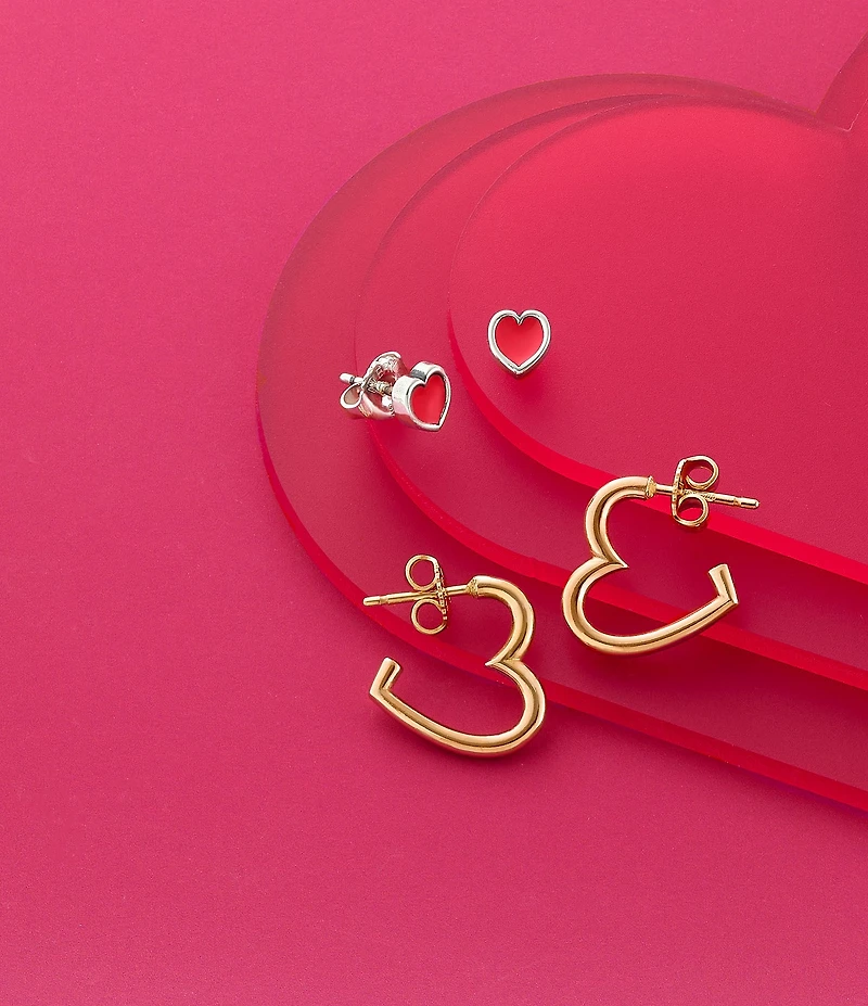 James Avery Enamel Connected Hearts Stud Earrings