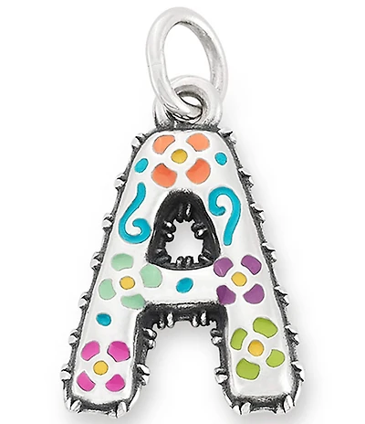 James Avery Enamel Consuela Floral Initial Charm
