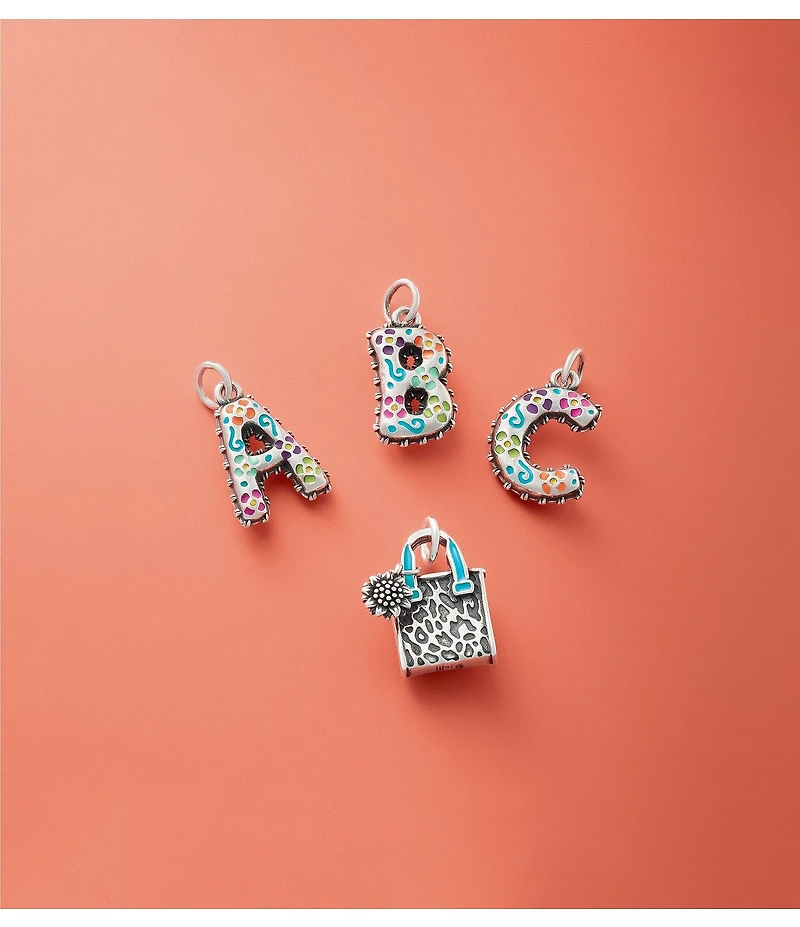 James Avery Enamel Consuela Floral Initial Charm