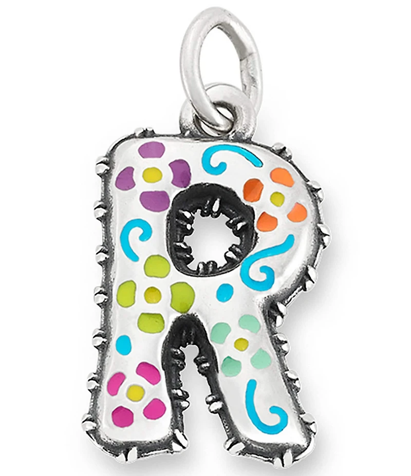 James Avery Enamel Consuela Floral Initial Charm