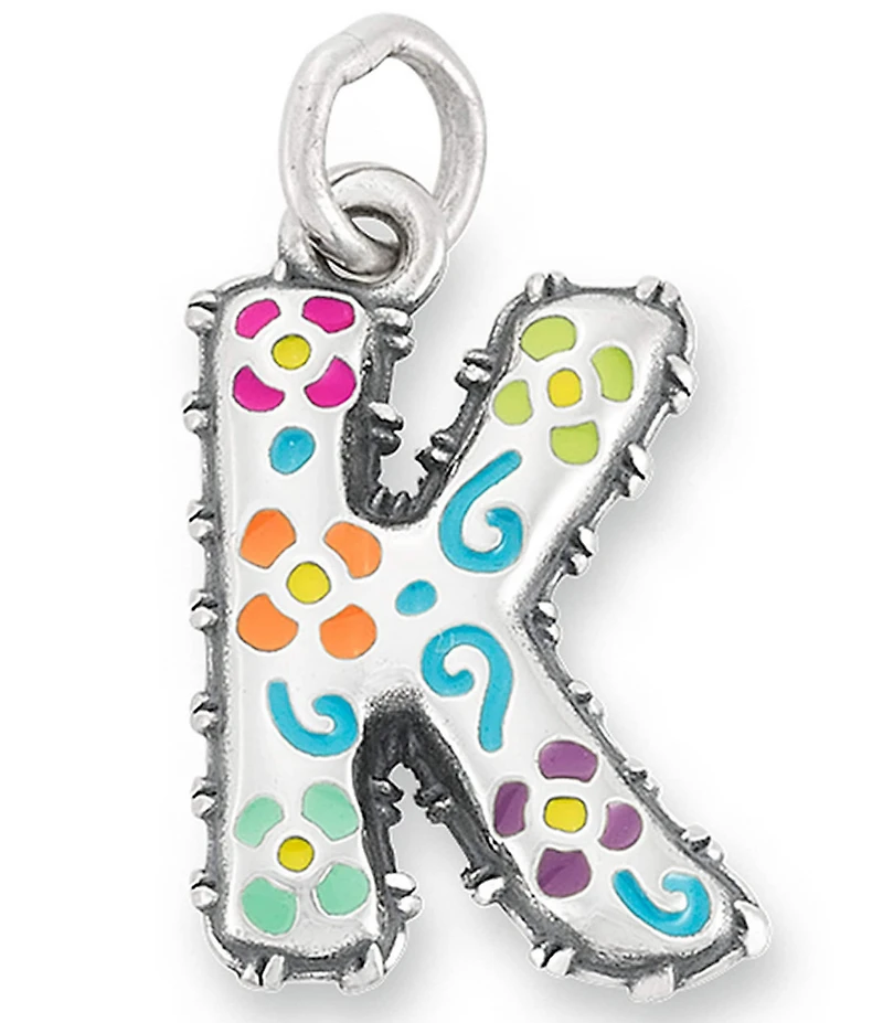 James Avery Enamel Consuela Floral Initial Charm