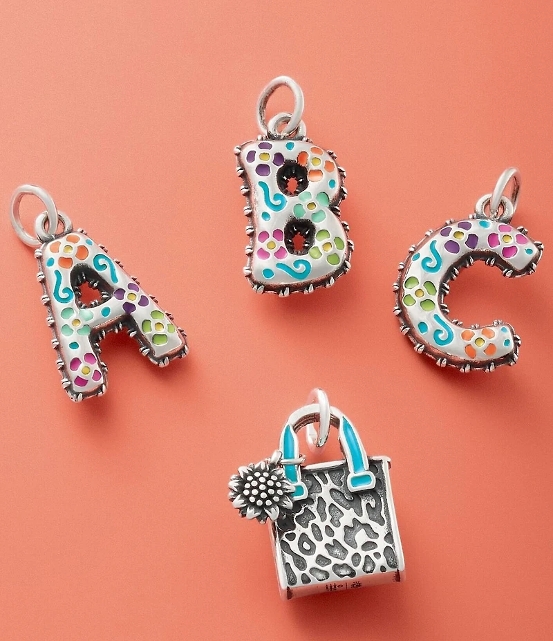 James Avery Enamel Consuela Floral Initial Charm