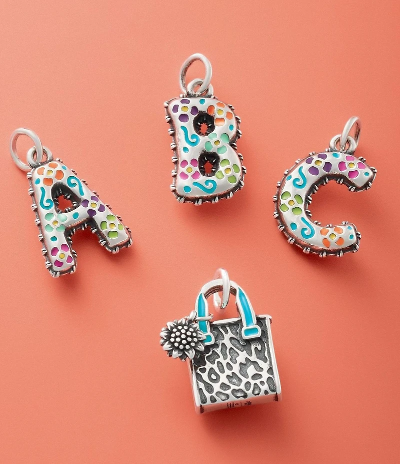 James Avery Enamel Consuela Floral Initial Charm