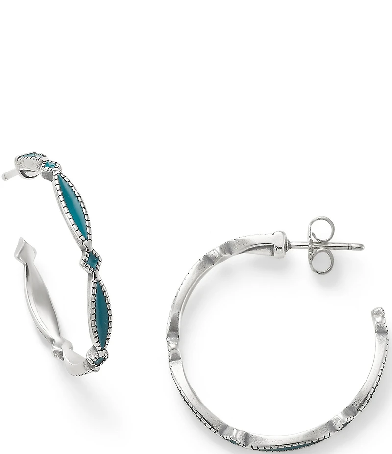 James Avery Blue Enamel Cordoba Hoop Ear Posts