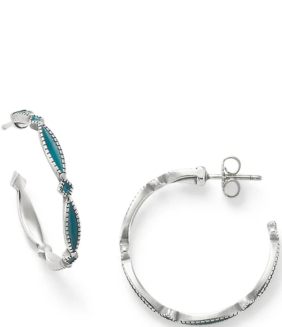 James Avery Blue Enamel Cordoba Hoop Ear Posts