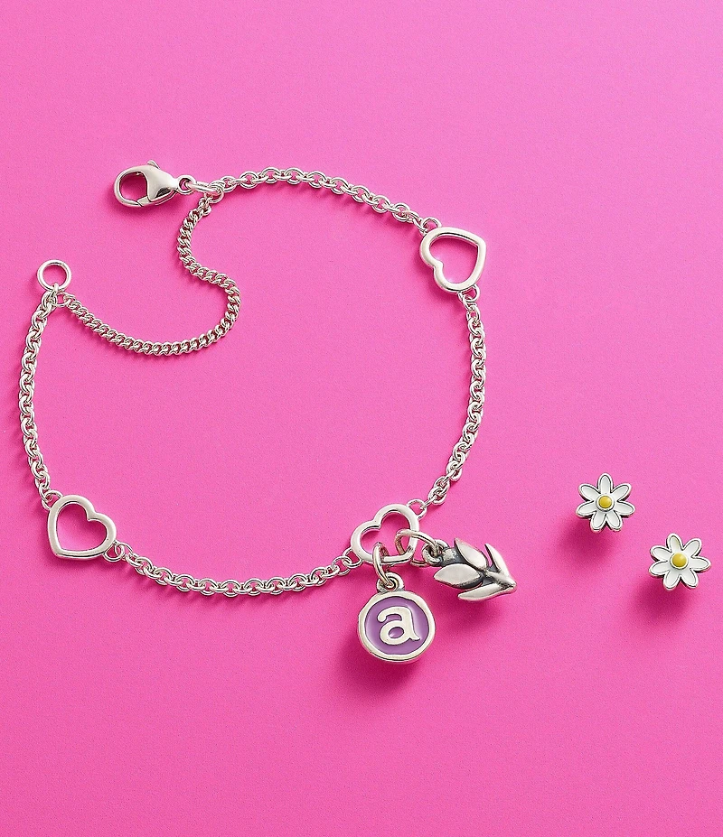 James Avery Enamel Dark Pink Initial Charm