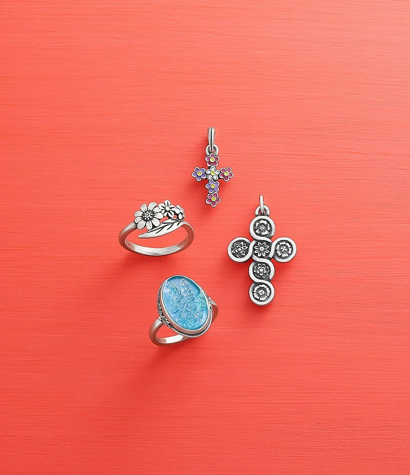 James Avery Enamel Floral Cross Pendant Charm