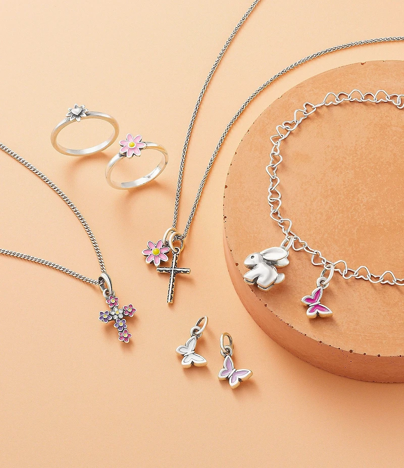 James Avery Enamel Floral Cross Pendant Charm