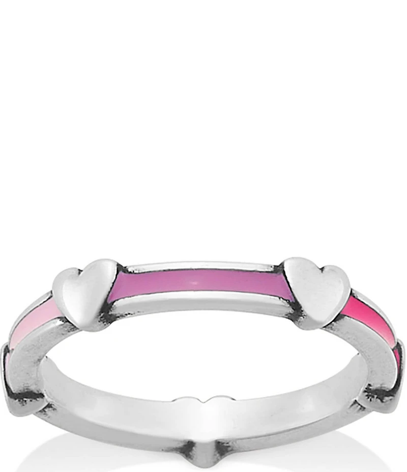 James Avery Enamel Multi-Pink Hearts Band Ring