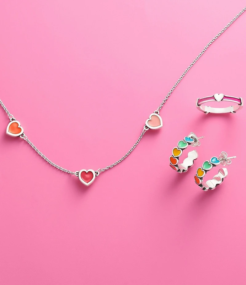 James Avery Enamel Multi-Pink Hearts Band Ring