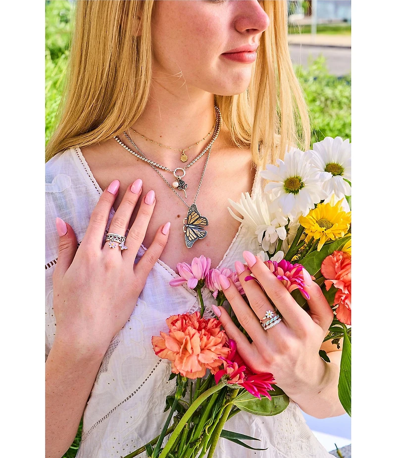 James Avery Enamel Yellow Floral Band Ring