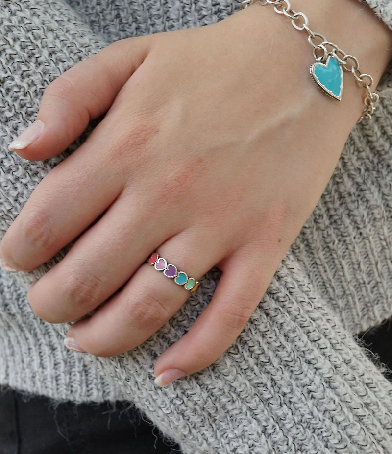 James Avery Enamel Connected Hearts Ring