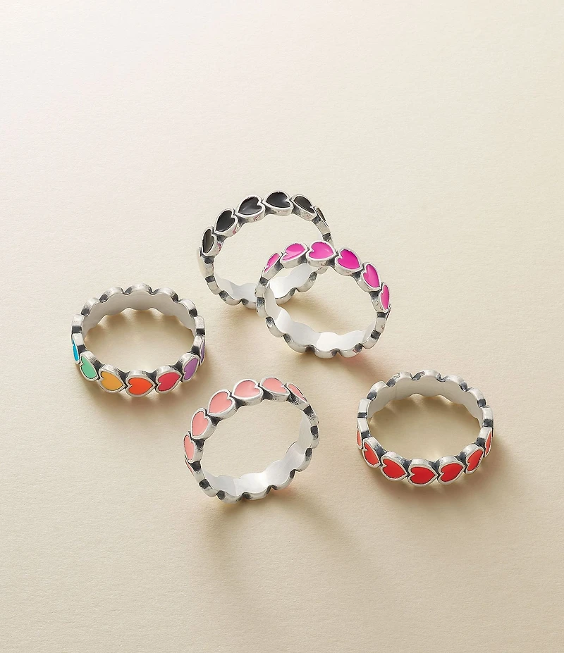 James Avery Enamel Connected Hearts Ring