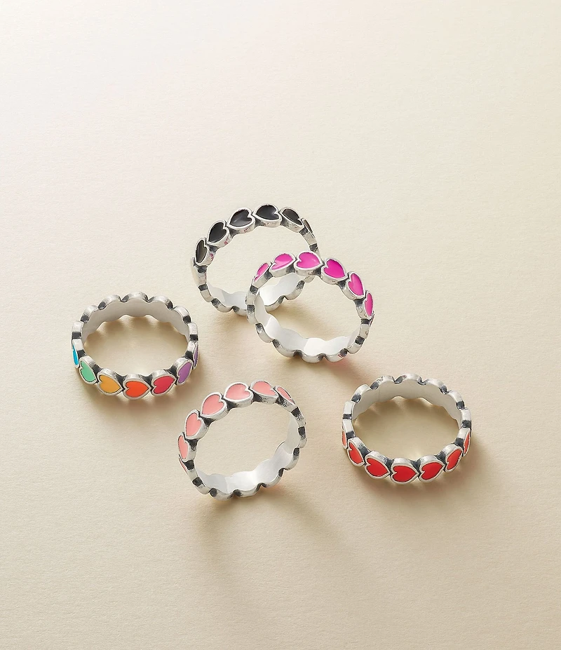 James Avery Enamel Connected Hearts Ring