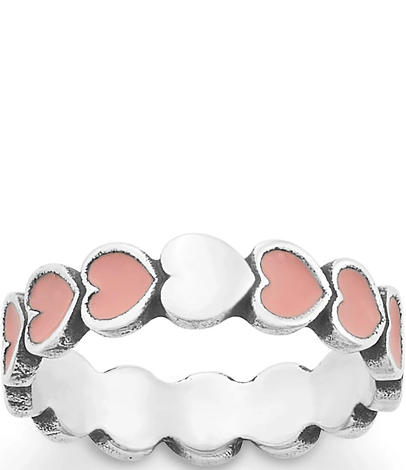 James Avery Enamel Pink Connected Hearts Ring