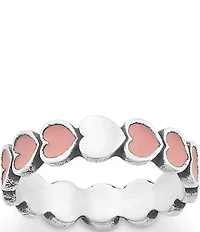 James Avery Enamel Pink Connected Hearts Ring
