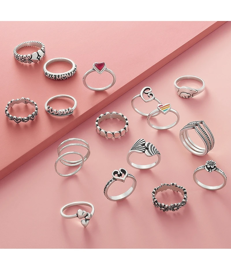 James Avery Enamel Pink Connected Hearts Ring