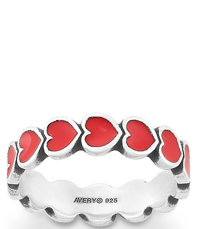 James Avery Enamel Red Connected Hearts Ring