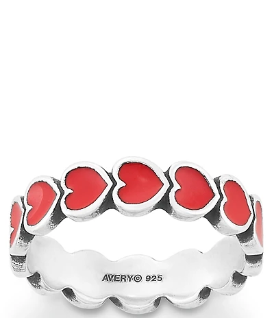 James Avery Enamel Red Connected Hearts Ring