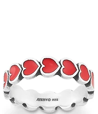 James Avery Enamel Red Connected Hearts Ring