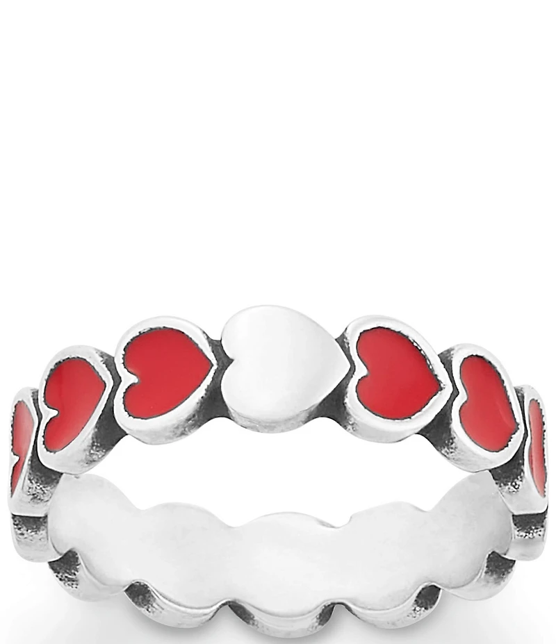 James Avery Enamel Red Connected Hearts Ring