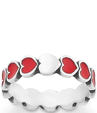 James Avery Enamel Red Connected Hearts Ring
