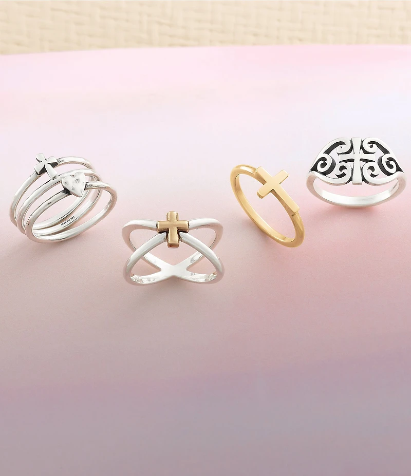 James Avery Faith & Love Heart Cross Ring Set