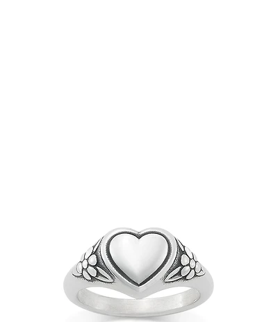 James Avery Floral Heart Sterling Silver Signet Ring