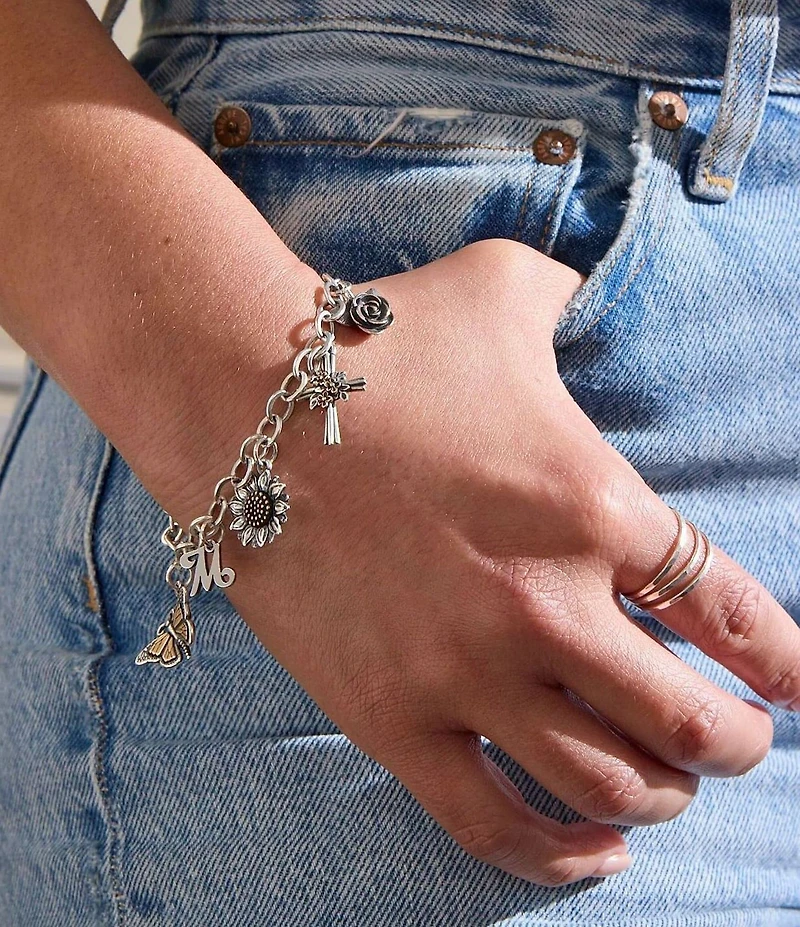 James Avery Forged Sterling Silver Link Chain Charm Bracelet
