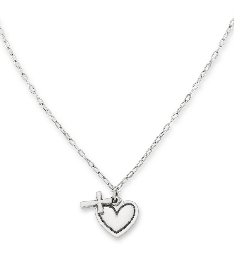 James Avery Heart and Cross Short Pendant Necklace