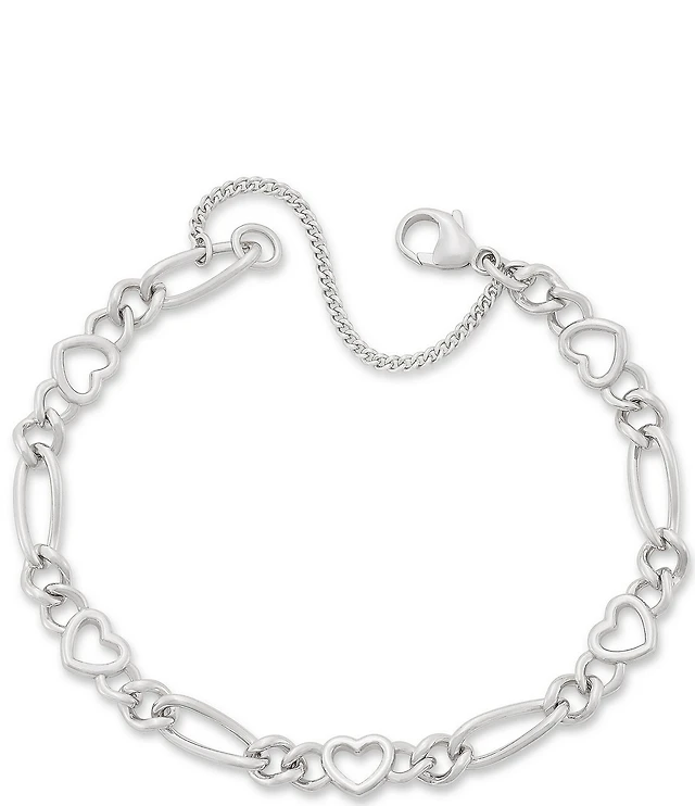James Avery Heart Figaro Sterling Silver Charm Bracelet