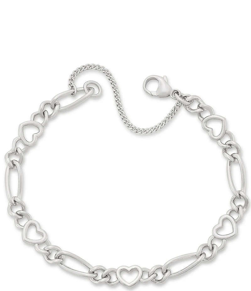 James Avery Heart Figaro Sterling Silver Charm Bracelet