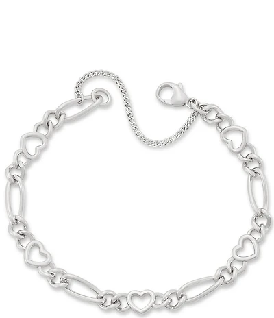 James Avery Heart Figaro Sterling Silver Charm Bracelet