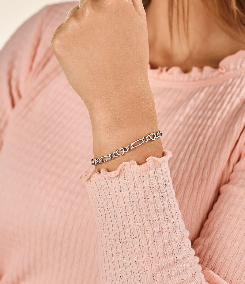 James Avery Heart Figaro Sterling Silver Charm Bracelet