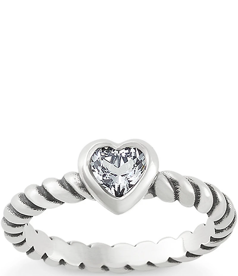 James Avery Heart Twisted Wire Ring with Lab-Created White Crystal Sapphire