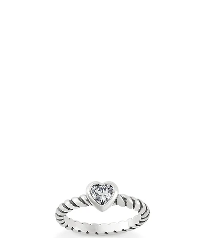 James Avery Heart Twisted Wire Ring with Lab-Created White Crystal Sapphire