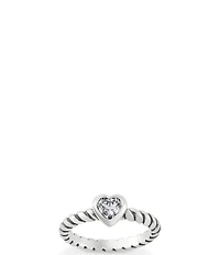 James Avery Heart Twisted Wire Ring with Lab-Created White Crystal Sapphire