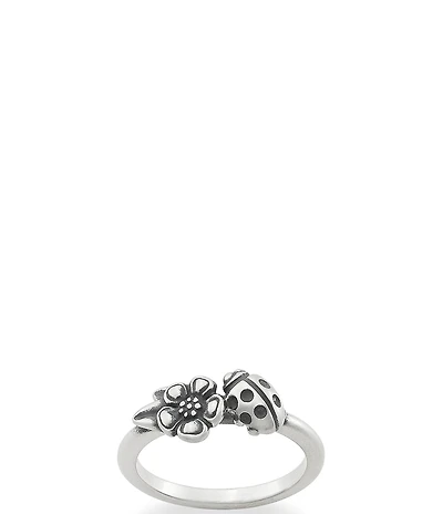 James Avery Ladybug and Flower Band Ring