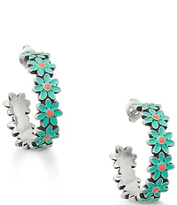 James Avery Large Enamel Floral Hoop Earrings
